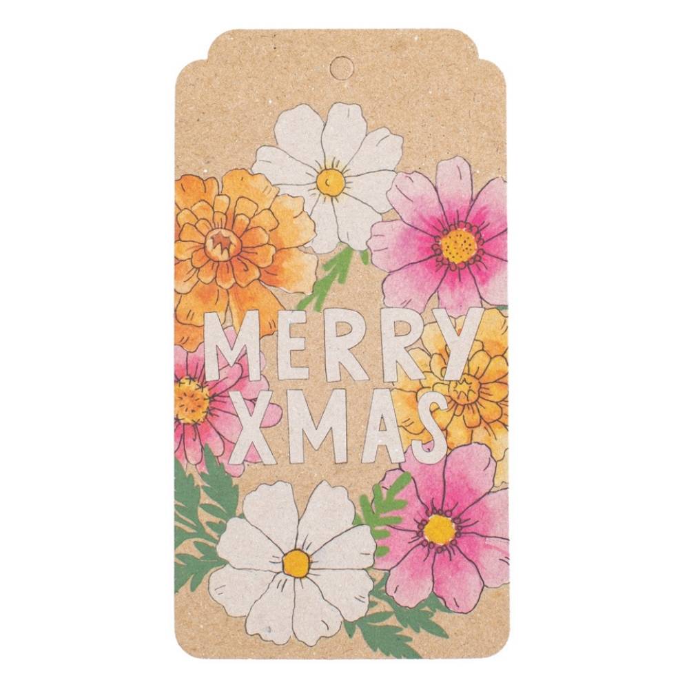 Merry Xmas Blooms Gift Tag - 10 Pack (ws) - Image 2