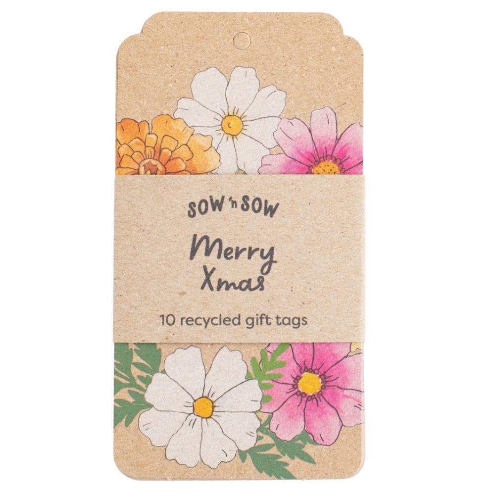 Merry Xmas Blooms Gift Tag - 10 Pack (ws)